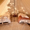 3ppl Twin Glamping Tent #5 with incl Wellness Sanctuary Experience (hot tub and sauna use)